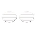 Horizontal Stripes - White and Platinum Gray Cufflinks (Oval)