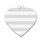 Horizontal Stripes - White and Platinum Gray Dog Tag Heart (One Side)
