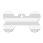 Horizontal Stripes - White and Platinum Gray Dog Tag Bone (One Side)
