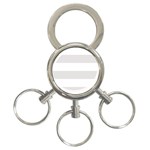 Horizontal Stripes - White and Platinum Gray 3-Ring Key Chain
