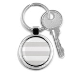 Horizontal Stripes - White and Platinum Gray Key Chain (Round)