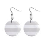 Horizontal Stripes - White and Platinum Gray 1  Button Earrings