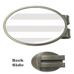 Horizontal Stripes - White and Platinum Gray Money Clip (Oval)