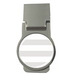 Horizontal Stripes - White and Platinum Gray Money Clip (Round)