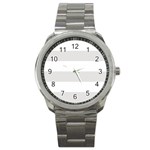 Horizontal Stripes - White and Platinum Gray Sport Metal Watch