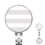 Horizontal Stripes - White and Platinum Gray Stainless Steel Nurses Watch