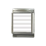 Horizontal Stripes - White and Platinum Gray Italian Charm (13mm)