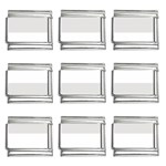 Horizontal Stripes - White and Platinum Gray 9mm Italian Charm (9 pack)