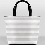 Horizontal Stripes - White and Platinum Gray Bucket Bag