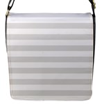 Horizontal Stripes - White and Platinum Gray Flap Closure Messenger Bag (S)