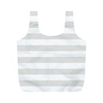 Horizontal Stripes - White and Platinum Gray Full Print Recycle Bag (M)