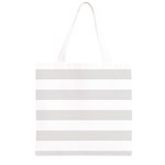 Horizontal Stripes - White and Platinum Gray Grocery Light Tote Bag