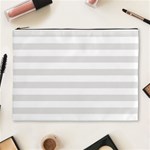 Horizontal Stripes - White and Platinum Gray Cosmetic Bag (XL)
