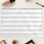 Horizontal Stripes - White and Platinum Gray Cosmetic Bag (XXL)