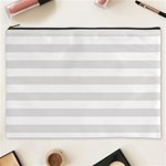 Horizontal Stripes - White and Platinum Gray Cosmetic Bag (XXXL)