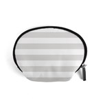 Horizontal Stripes - White and Platinum Gray Accessory Pouch (Small)