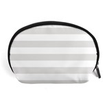 Horizontal Stripes - White and Platinum Gray Accessory Pouch (Large)