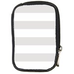 Horizontal Stripes - White and Platinum Gray Compact Camera Leather Case