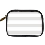 Horizontal Stripes - White and Platinum Gray Digital Camera Leather Case