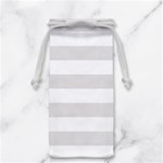 Horizontal Stripes - White and Platinum Gray Jewelry Bag