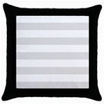 Horizontal Stripes - White and Platinum Gray Throw Pillow Case (Black)