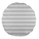Horizontal Stripes - White and Platinum Gray Large 18  Premium Round Cushion
