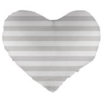 Horizontal Stripes - White and Platinum Gray Large 19  Premium Heart Shape Cushion