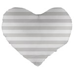 Horizontal Stripes - White and Platinum Gray Large 19  Premium Flano Heart Shape Cushion