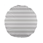 Horizontal Stripes - White and Platinum Gray Standard 15  Premium Round Cushion