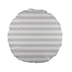 Horizontal Stripes - White and Platinum Gray Standard 15  Premium Flano Round Cushion