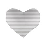 Horizontal Stripes - White and Platinum Gray Standard 16  Premium Flano Heart Shape Cushion
