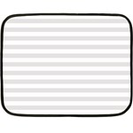 Horizontal Stripes - White and Platinum Gray Double Sided Fleece Blanket (Mini)