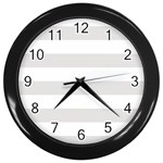 Horizontal Stripes - White and Platinum Gray Wall Clock (Black)