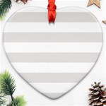 Horizontal Stripes - White and Platinum Gray Ornament (Heart)