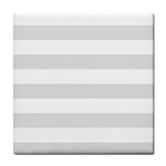 Horizontal Stripes - White and Platinum Gray Tile Coaster