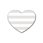 Horizontal Stripes - White and Platinum Gray Heart Coaster (4 pack)