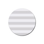Horizontal Stripes - White and Platinum Gray Rubber Round Coaster (4 pack)