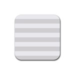 Horizontal Stripes - White and Platinum Gray Rubber Coaster (Square)