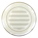 Horizontal Stripes - White and Platinum Gray Porcelain Plate