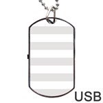 Horizontal Stripes - White and Platinum Gray Dog Tag USB Flash (One Side)