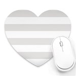 Horizontal Stripes - White and Platinum Gray Heart Mousepad
