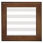 Horizontal Stripes - White and Platinum Gray Framed Tile