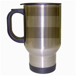 Horizontal Stripes - White and Platinum Gray Travel Mug (Silver Gray)