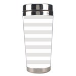 Horizontal Stripes - White and Platinum Gray Stainless Steel Travel Tumbler