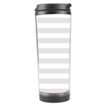 Horizontal Stripes - White and Platinum Gray Travel Tumbler