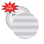 Horizontal Stripes - White and Platinum Gray 2.25  Button (10 pack)