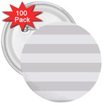 Horizontal Stripes - White and Platinum Gray 3  Button (100 pack)