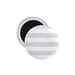 Horizontal Stripes - White and Platinum Gray 1.75  Magnet