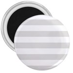 Horizontal Stripes - White and Platinum Gray 3  Magnet