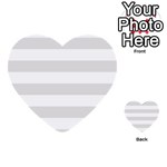 Horizontal Stripes - White and Platinum Gray Multi-purpose Cards (Heart)